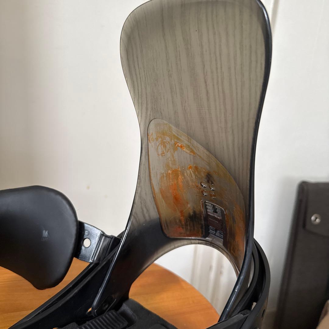 ボ*を様 BURTON LTD 木目　スノーボード ビンディング ブラック/サイ