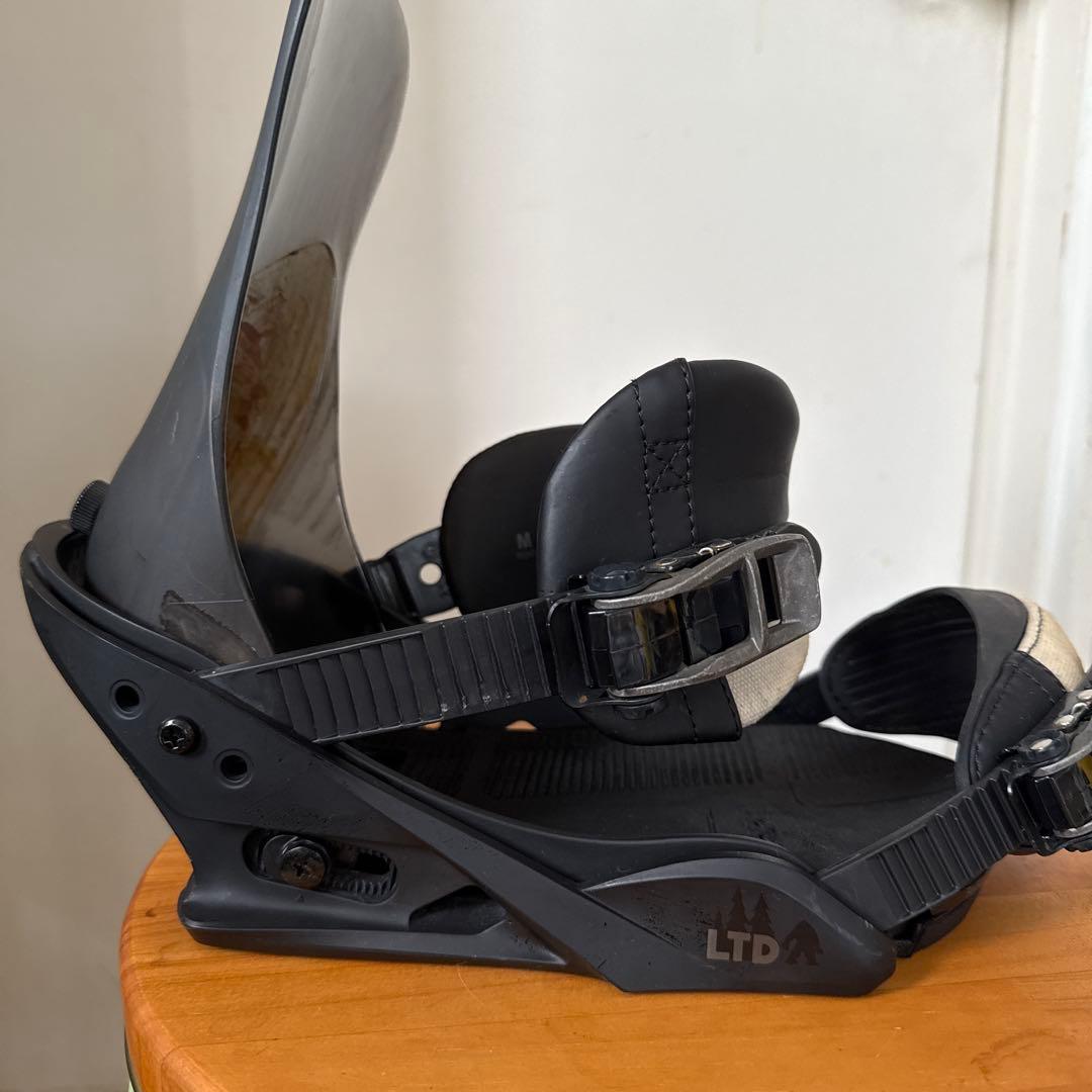 ボ*を様 BURTON LTD 木目　スノーボード ビンディング ブラック/サイ