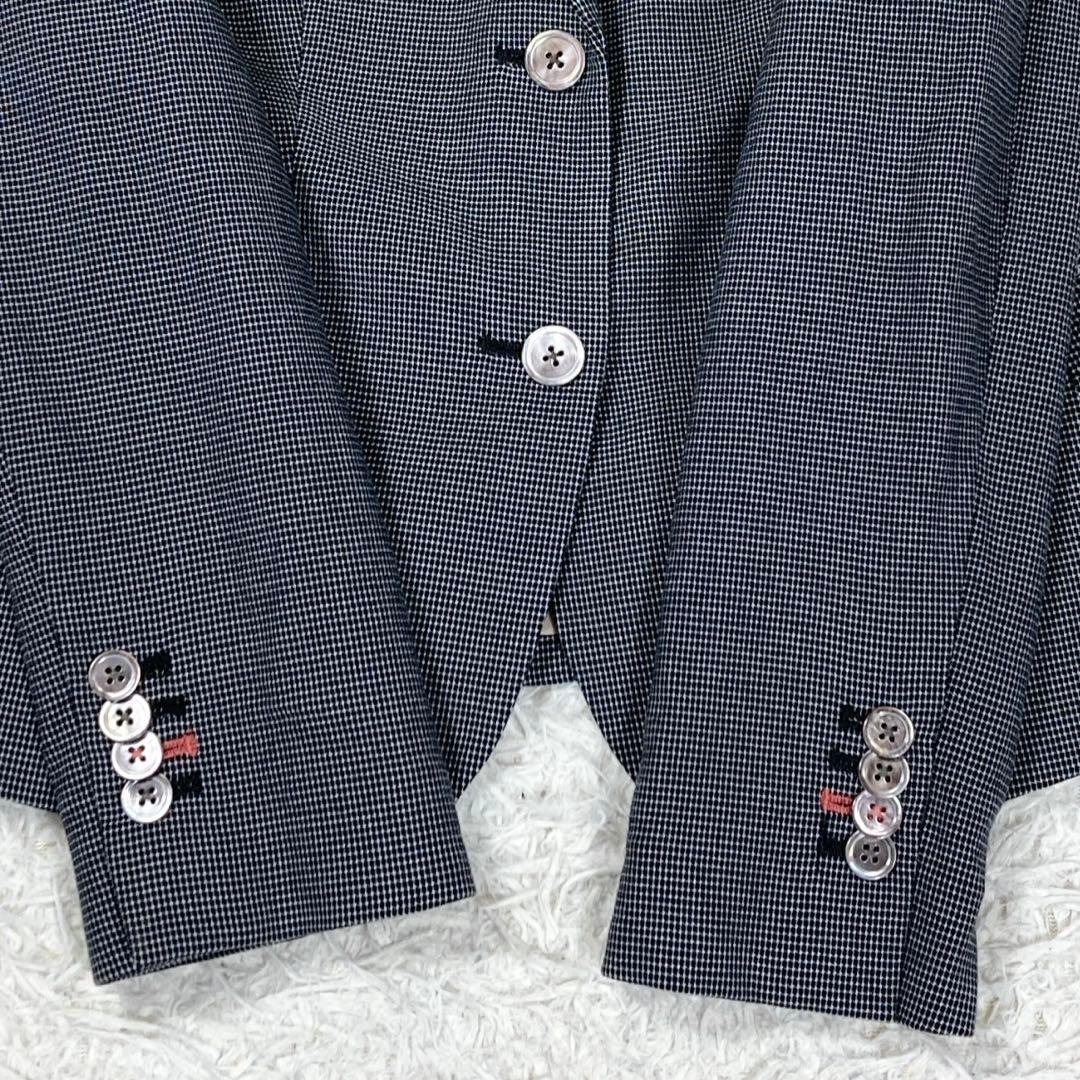 ポールスミスブラック　チェック柄　ストレッチ素材　シェルボタン　サイズ38(M)