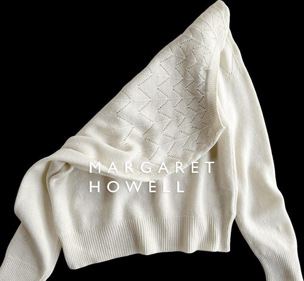 マーガレットハウエル 現行タグ カシミヤ混ウール 放射状 透かし編みニット