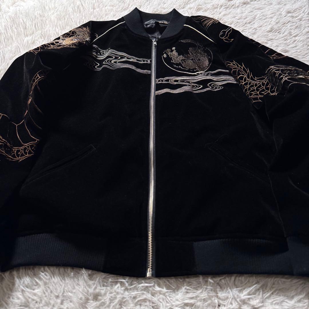 未使用級◎絡繰魂 粋　スカジャン　ベロア　和柄　龍　豪華刺繍　ブラック　XL