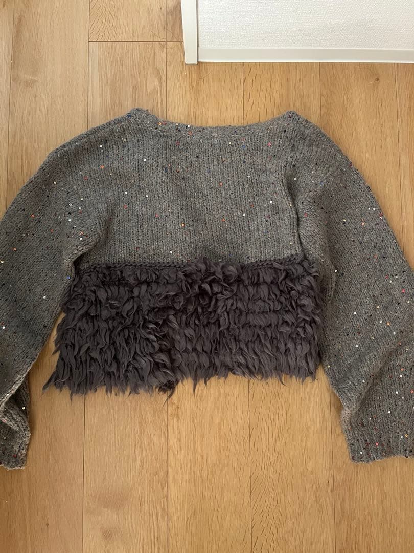 【Andequal】 fringe design gritter knit