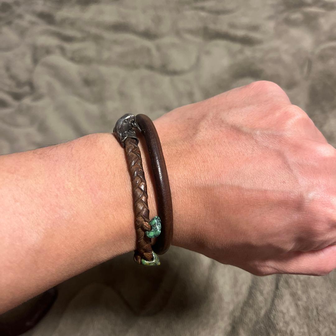 あるじゃん　レザー編み込みブレスレット