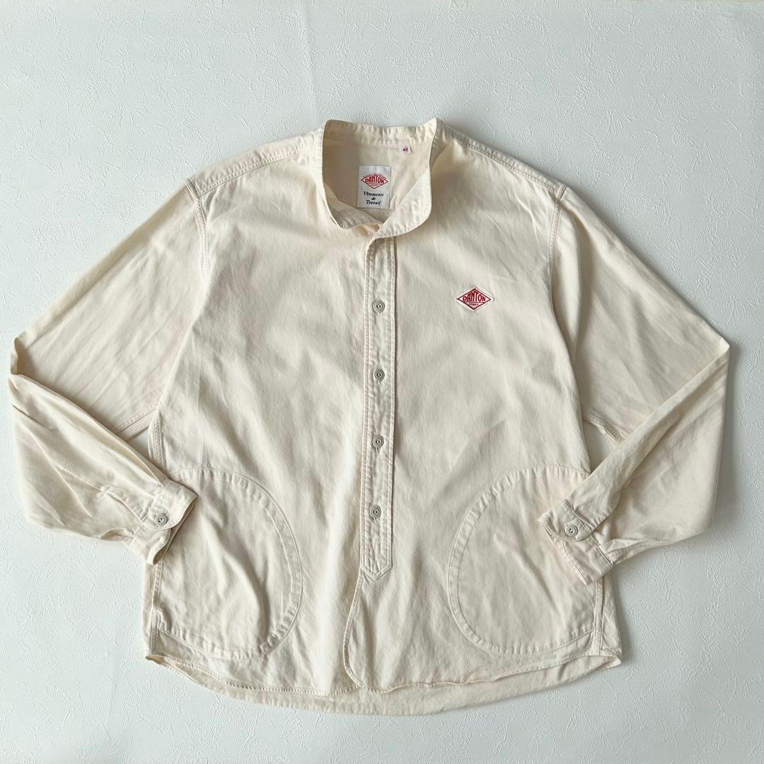 DANTON 日本製 バンドカラー フランネルシャツ 42