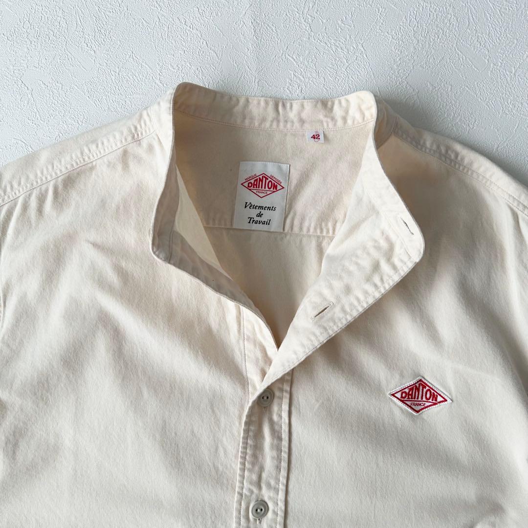 DANTON 日本製 バンドカラー フランネルシャツ 42
