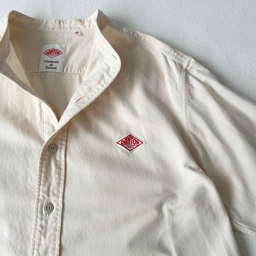 DANTON 日本製 バンドカラー フランネルシャツ 42