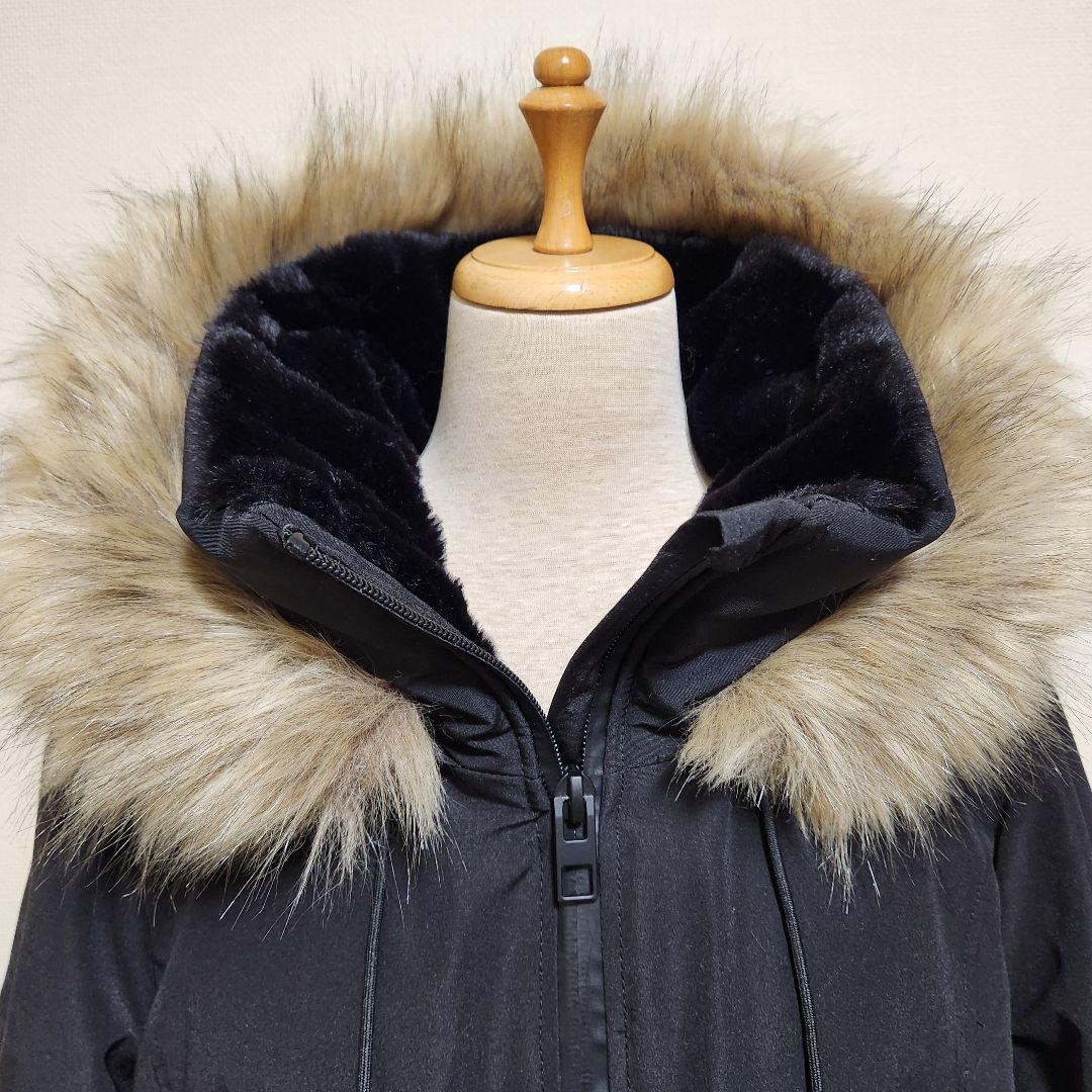 ZARA 中綿ポリエステルダウンジャケットコート 撥水 ブラック 海外Ｍ