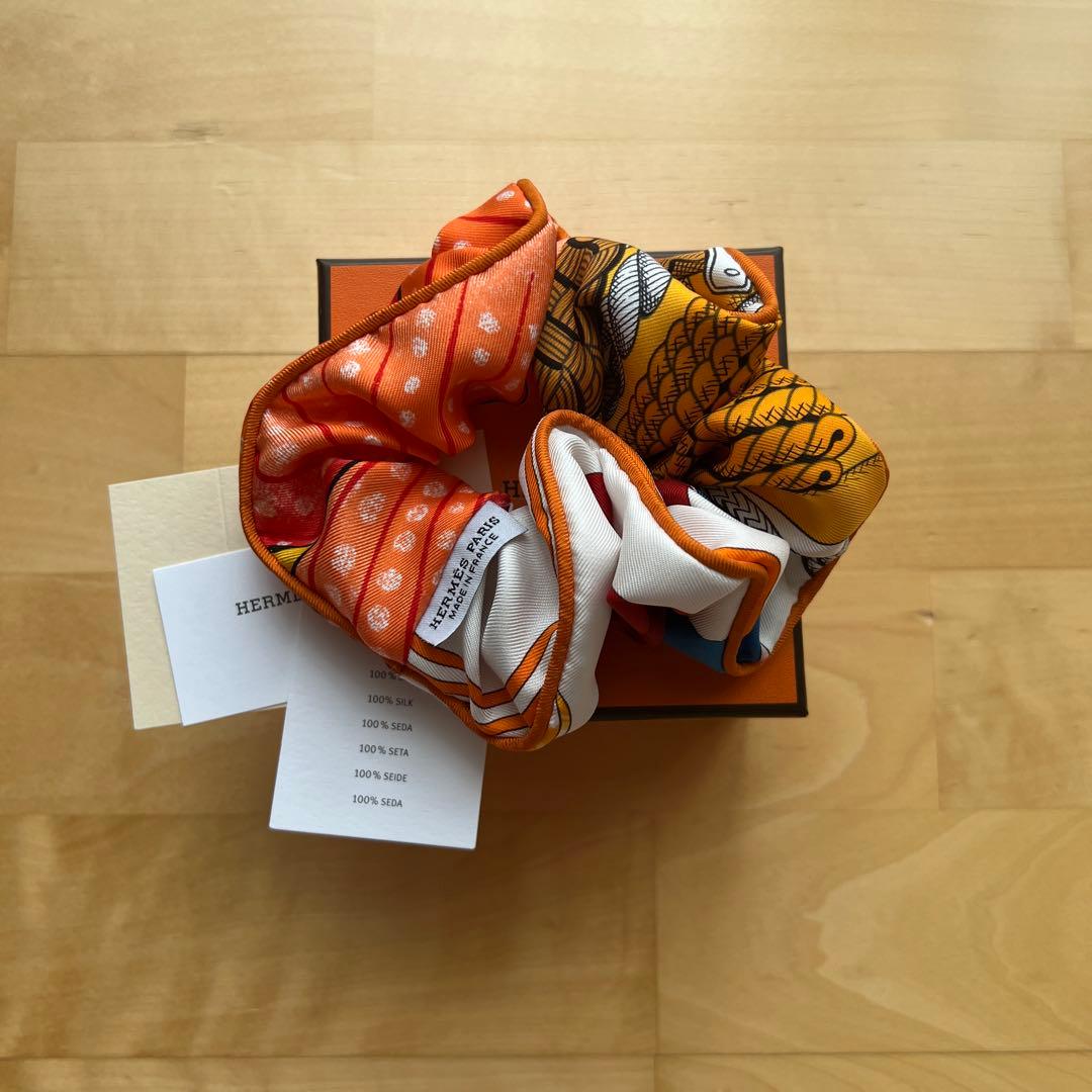 エルメス HERMES シュシュ クラウディア オレンジ