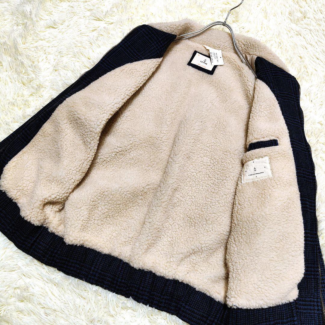 【新品】la paz ラ・パス ウールボアブルゾン チェック S ブルー