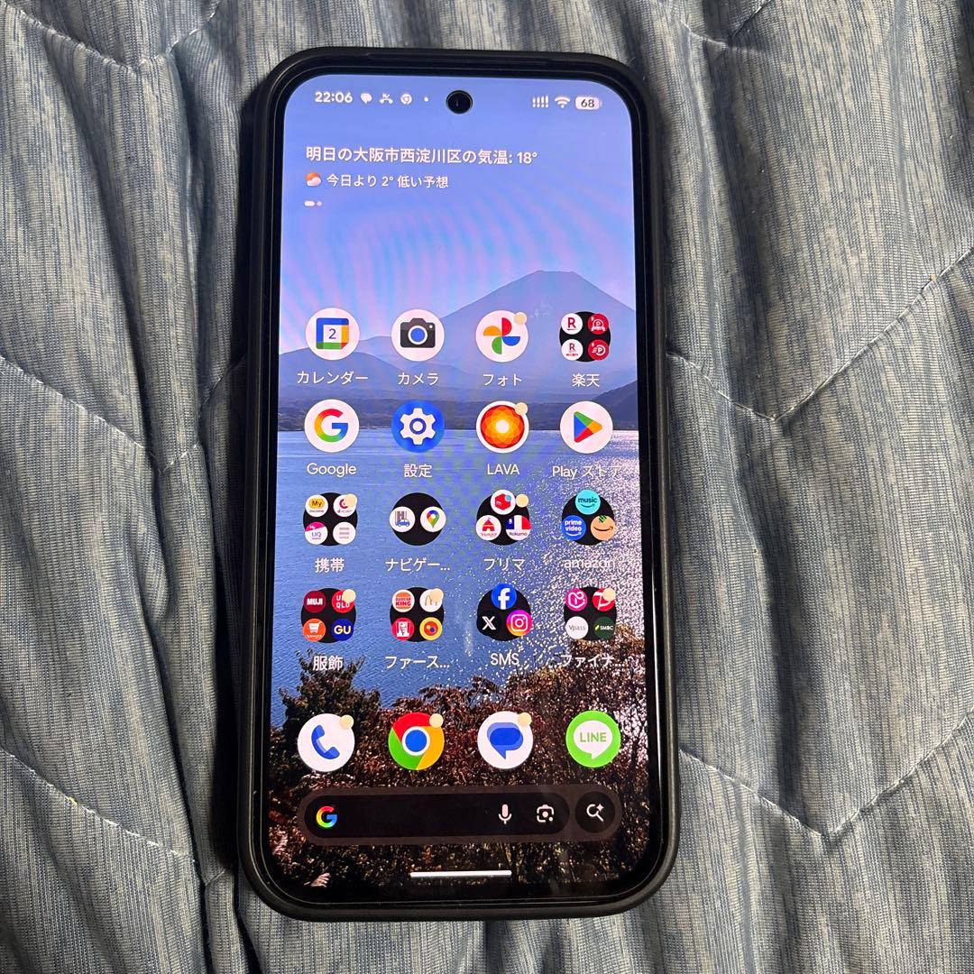 pixel9a オプシディアン　バッテリー100%