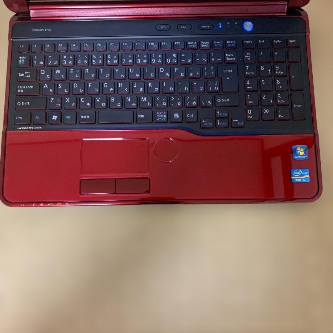 FUJITSU ノートPC　AH77/G　ワインRED 爆速SSD　高速i7