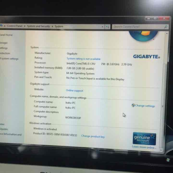 パソコン   Gigabyte Intel core i5