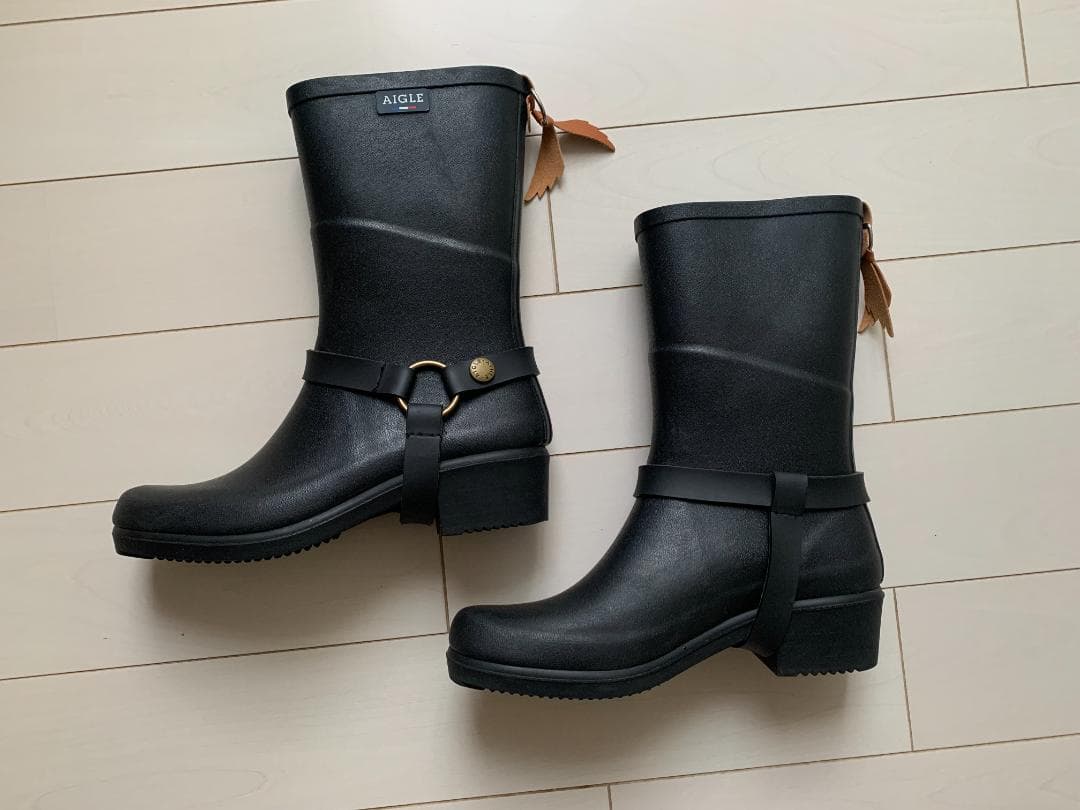 AIGLE ミスジュリー　ラバーブーツ　レインブーツ　黒