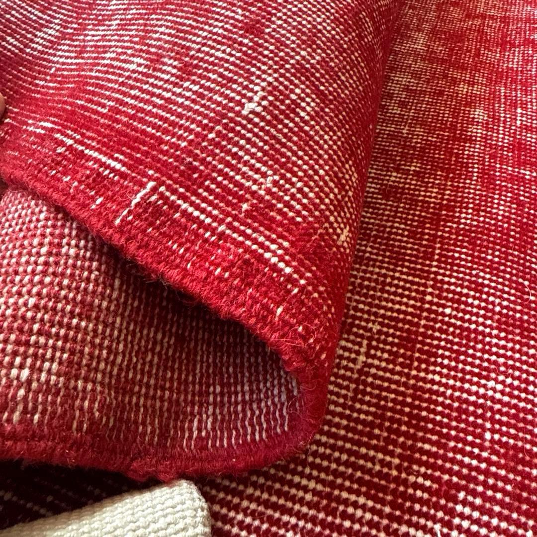 121×205 レッドオーバーダイ　ワンカラーラグ　トルコヴィンテージラグ