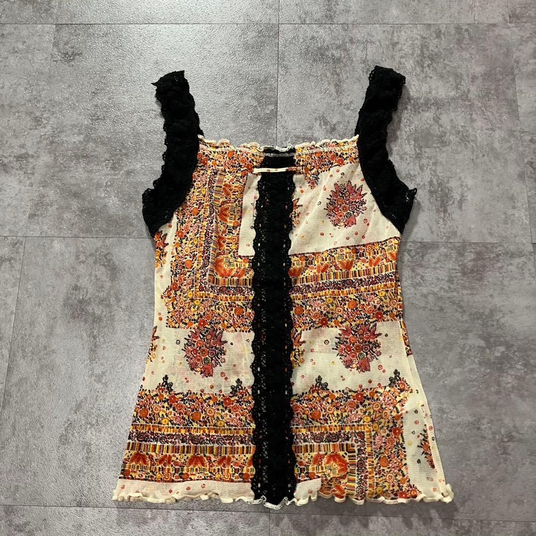 Y2K Jean Paul Gaultier 総柄　パワーネット　キャミソール