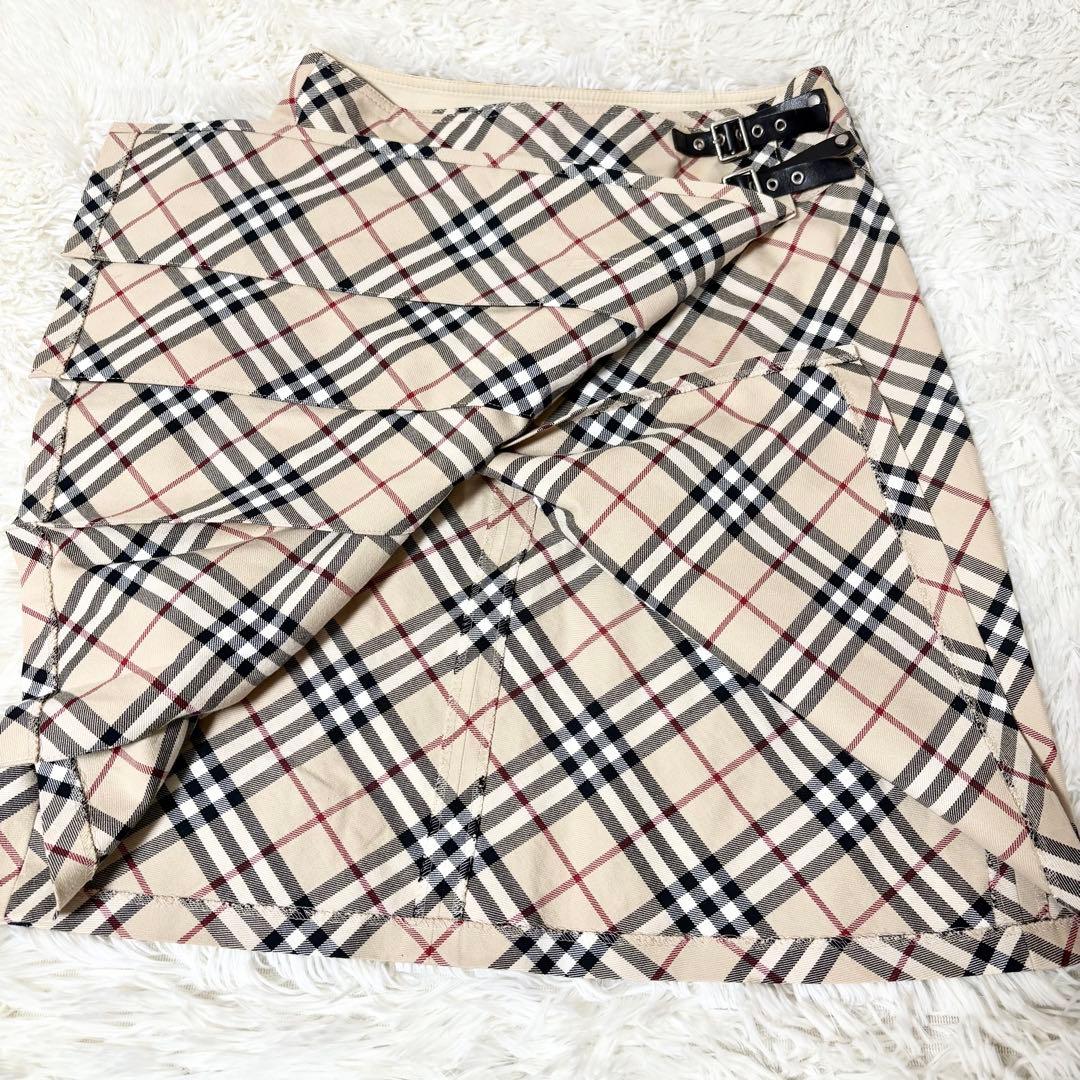 希少✨️バーバリーブルーレーベル 巻きスカート ノバチェック 36 y2K