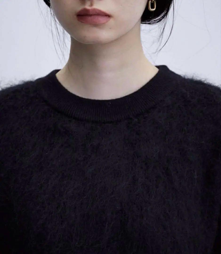 【アダムエロペ】モヘヤニット プルオーバー ブラック　黒　FREE