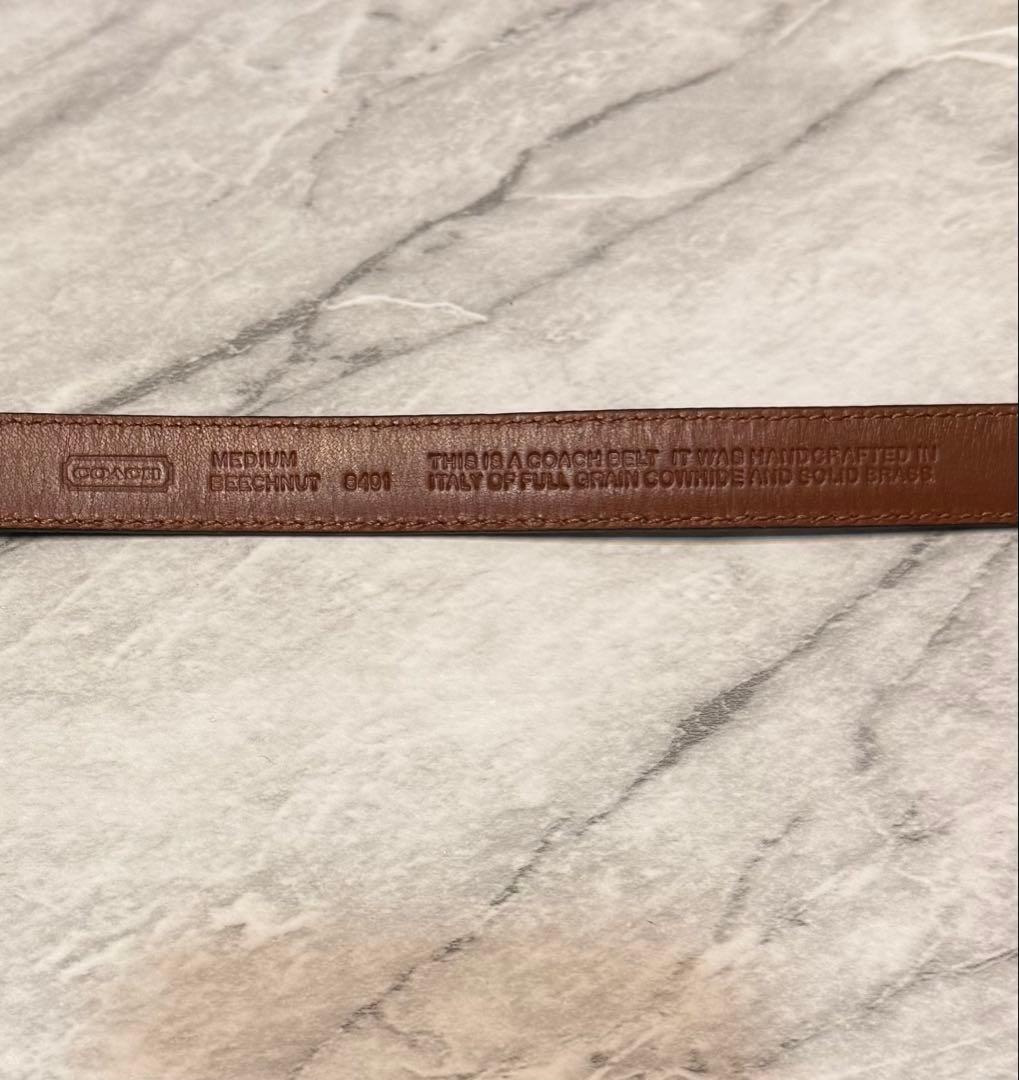 COACH ゴールドツインバックル グレインカウハイドレザーベルト イタリア製