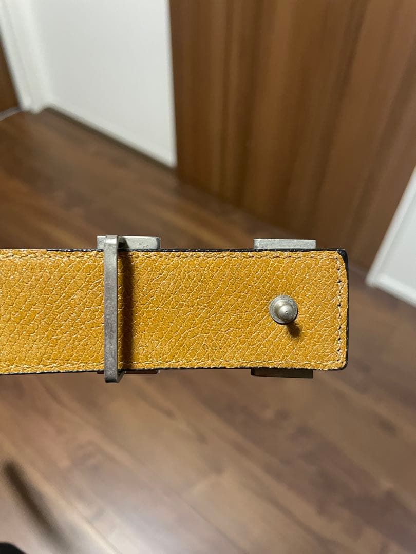 HERMES H字型バックル レザーベルト ブラック/ブラウン