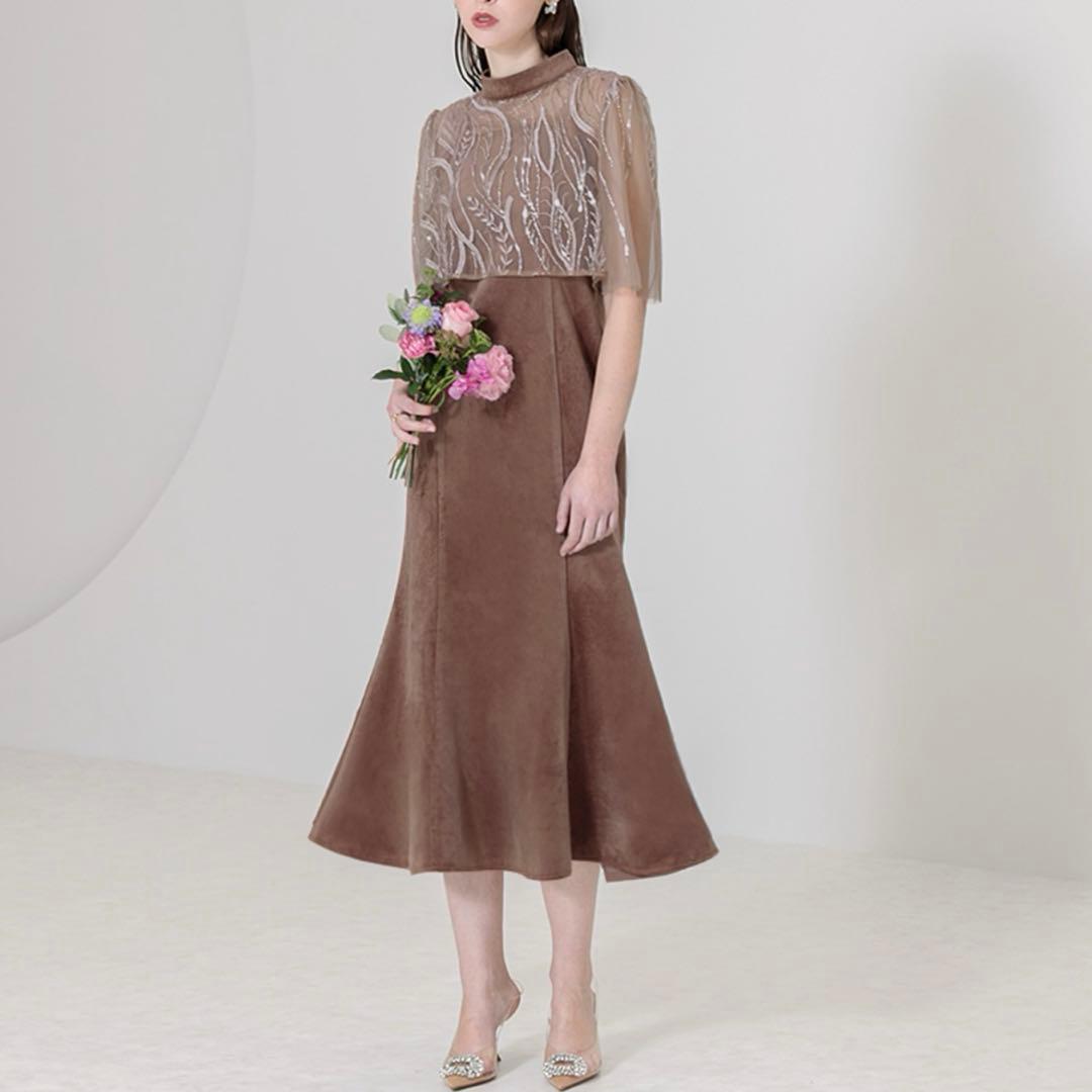 美品　LEJA ケープ風スパンコール刺繍ボレロマーメイドキャミワンピース　レジャ