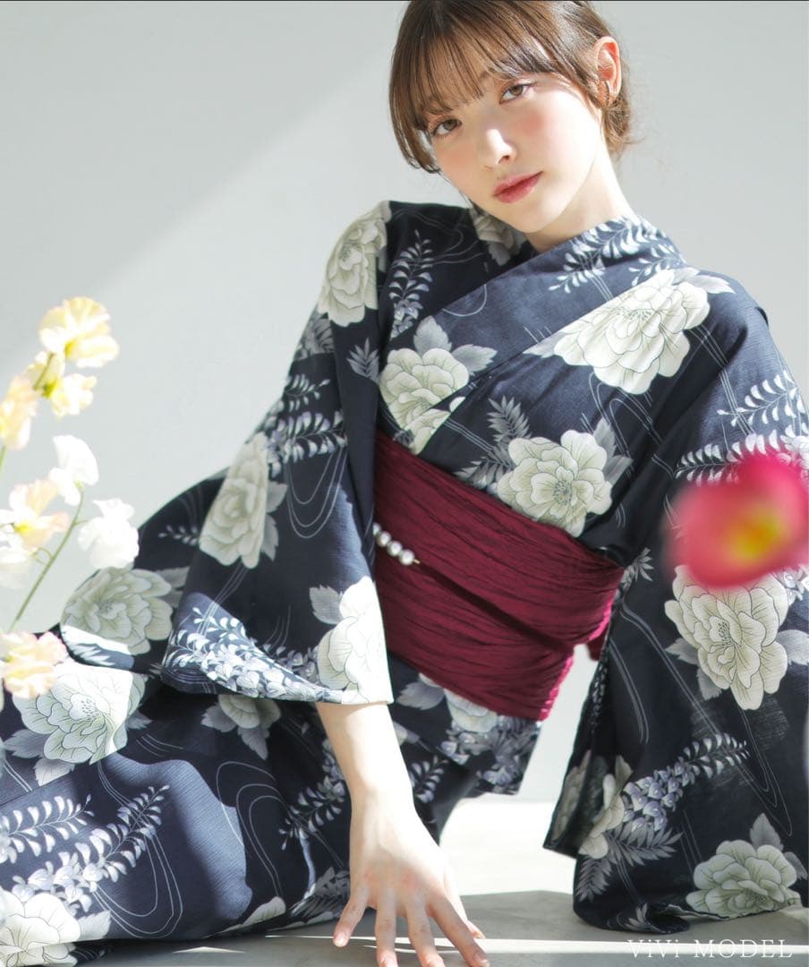 Dita 二部式浴衣2点セット 凪の藤ながれ　M 着付け本無し