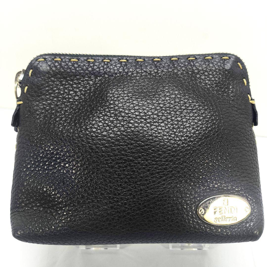 美品 フェンディ レザー ミニ ポーチ 化粧 クラッチバッグ セレリア