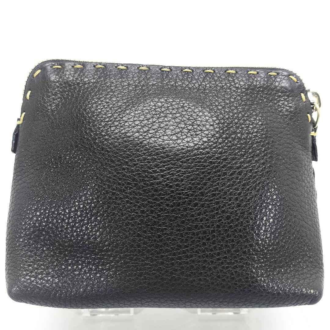 美品 フェンディ レザー ミニ ポーチ 化粧 クラッチバッグ セレリア