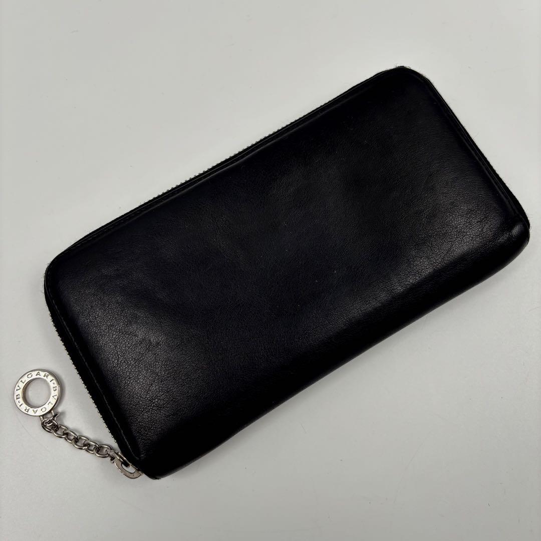 ✨美品✨　BVLGARI ラウンドファスナー　ビーゼロワン　長財布　ロゴ金具　黒