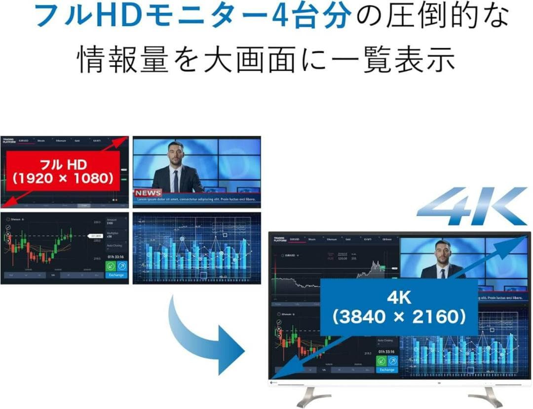 EIZO FlexScan EV4340X-BK 42.5型大画面4Kモニター