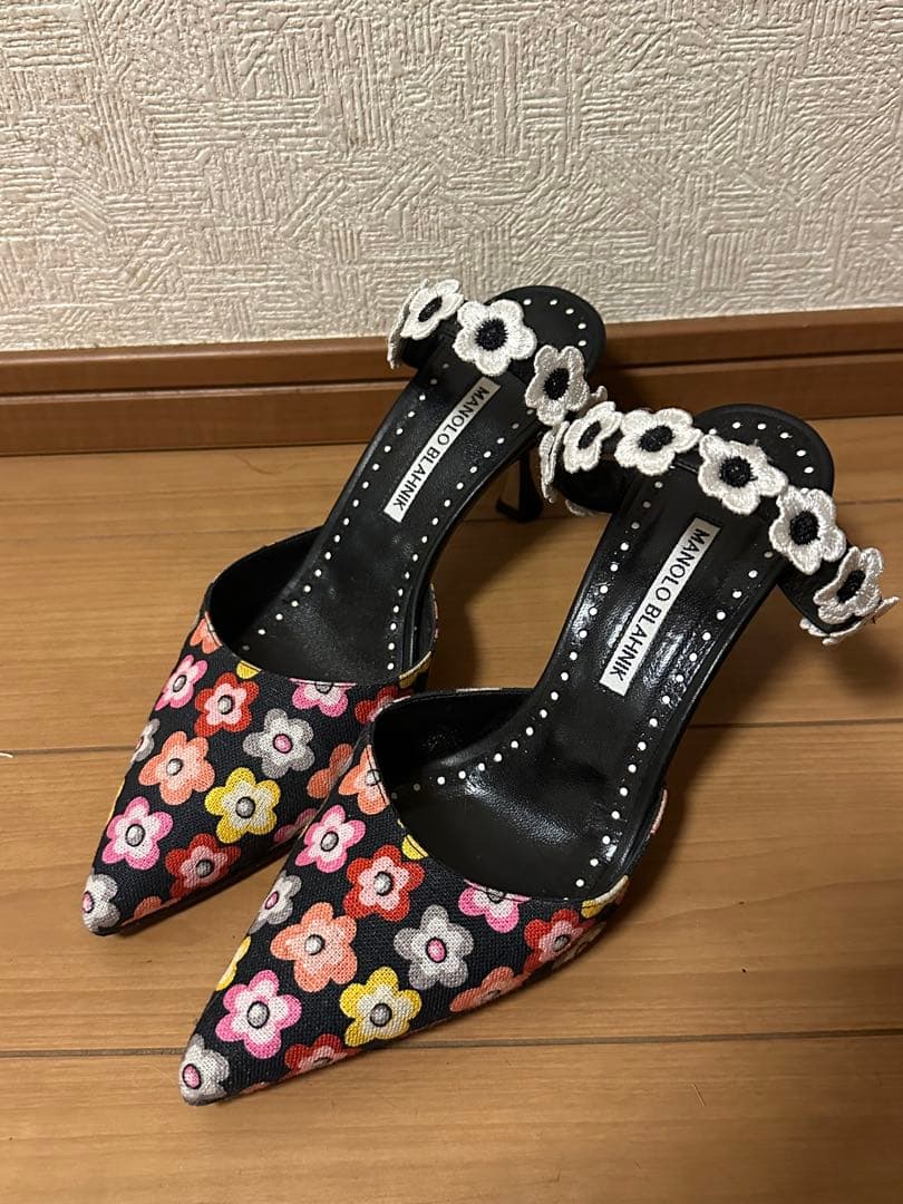 Manolo Blahnik 花柄ミュール 38