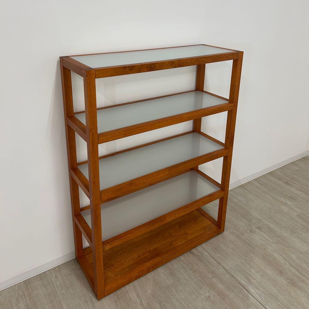 展示品★木製ディスプレイラック オープンラック ガラス棚 北欧風 什器