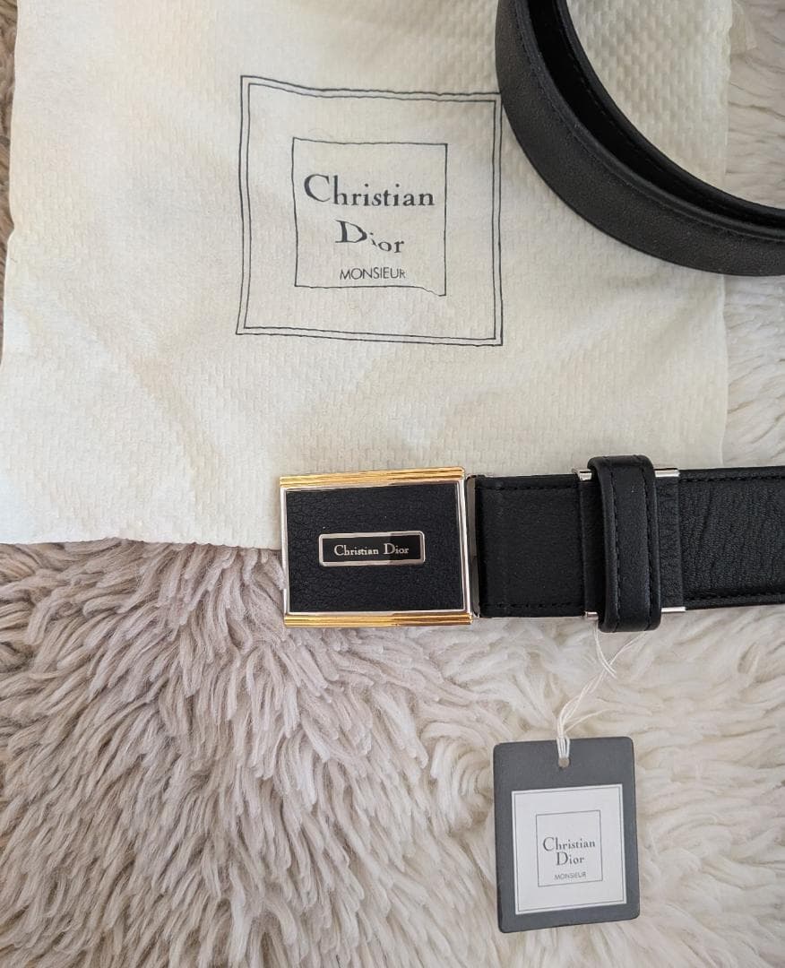 Christian Dior ブラックレザーベルト 約100cm