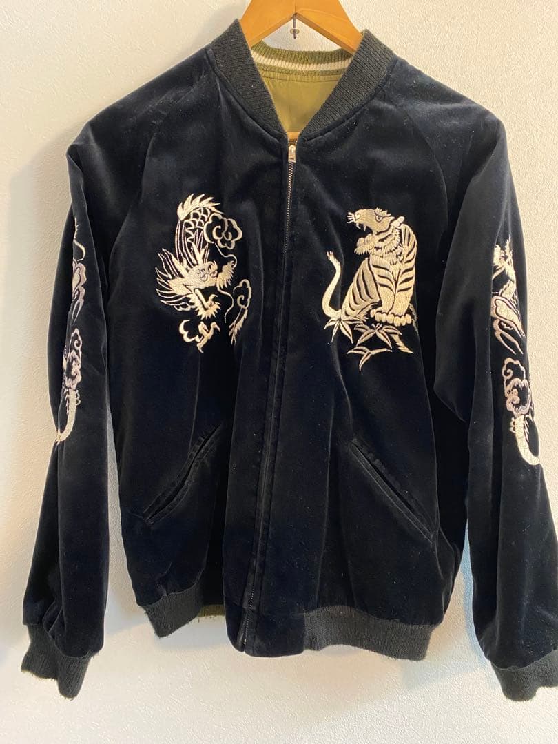 テーラー東洋　GOLD スカジャン 黒 虎 龍　別珍