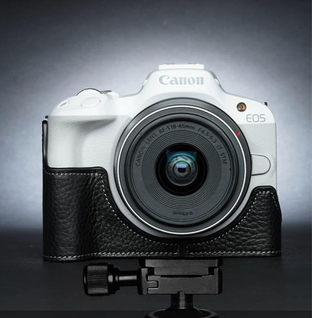 本革 新品 Canon キャノン EOS R50用 本革カメラケース ブラック