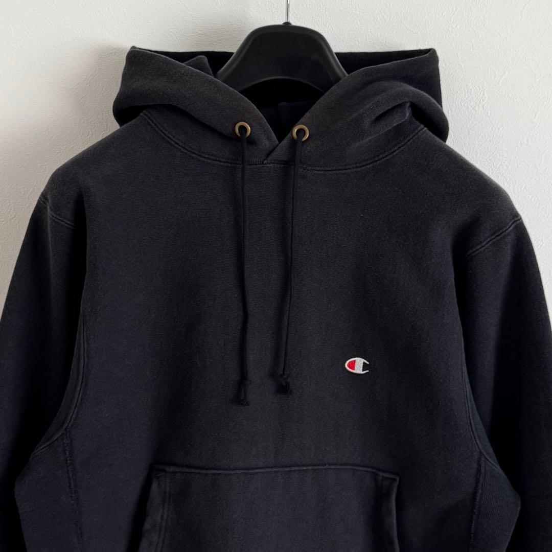 黒★90s USA製 チャンピオン リバースウィーブ スウェット パーカー M