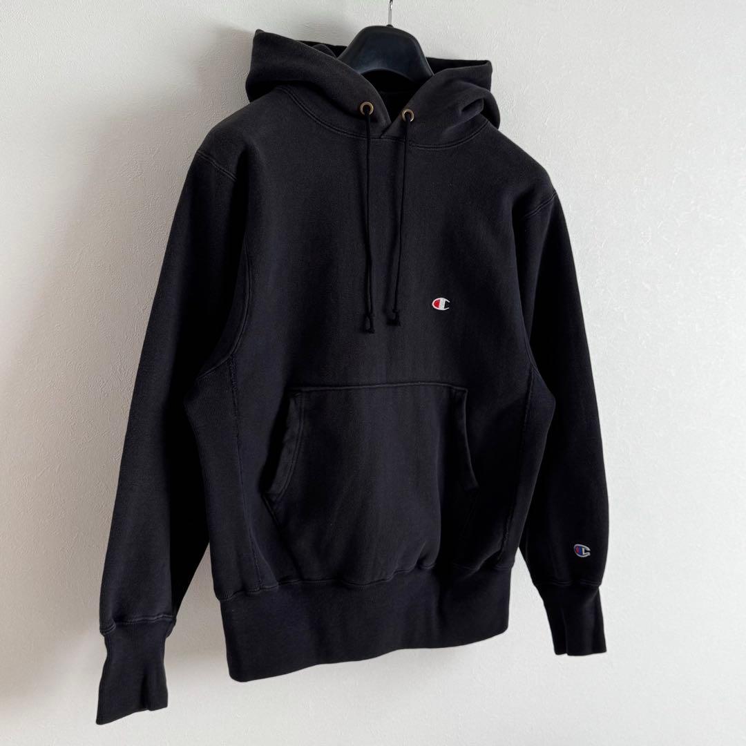 黒★90s USA製 チャンピオン リバースウィーブ スウェット パーカー M