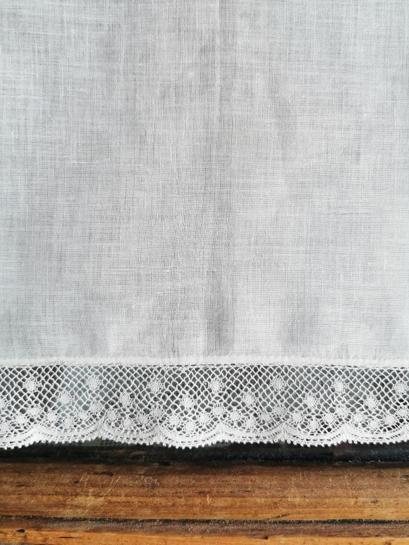 アンティークフランス ローンクロス ヴァレンシエンヌ水玉レース装飾 ランナー