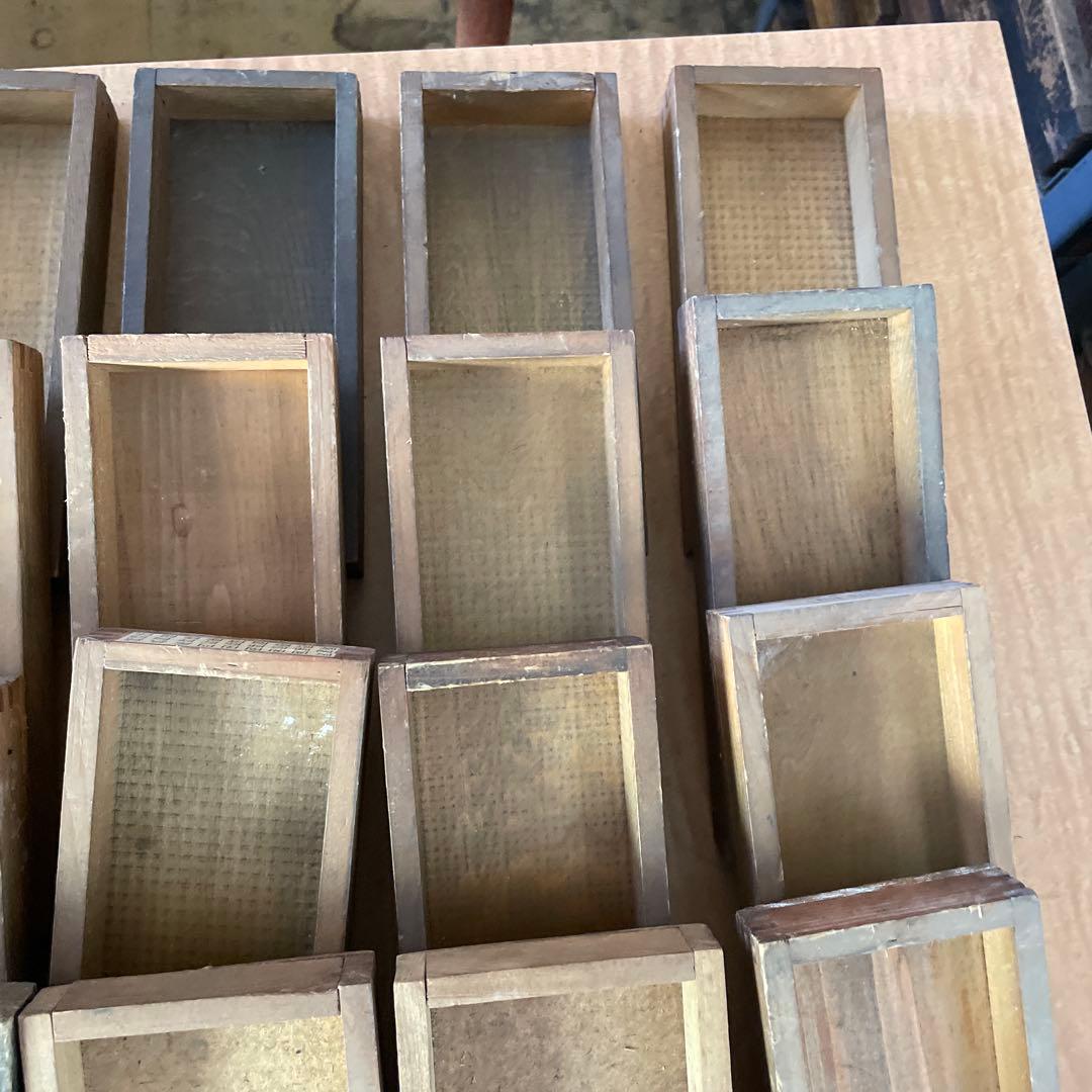 B40-5/活版印刷所で使われていた小箱（文選箱）3種40枚【古道具】