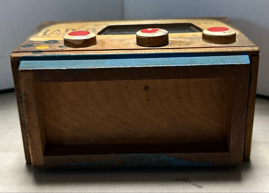 当時物 レトロ ビンテージ 真空管ラジオ型 木製貯金箱 希少