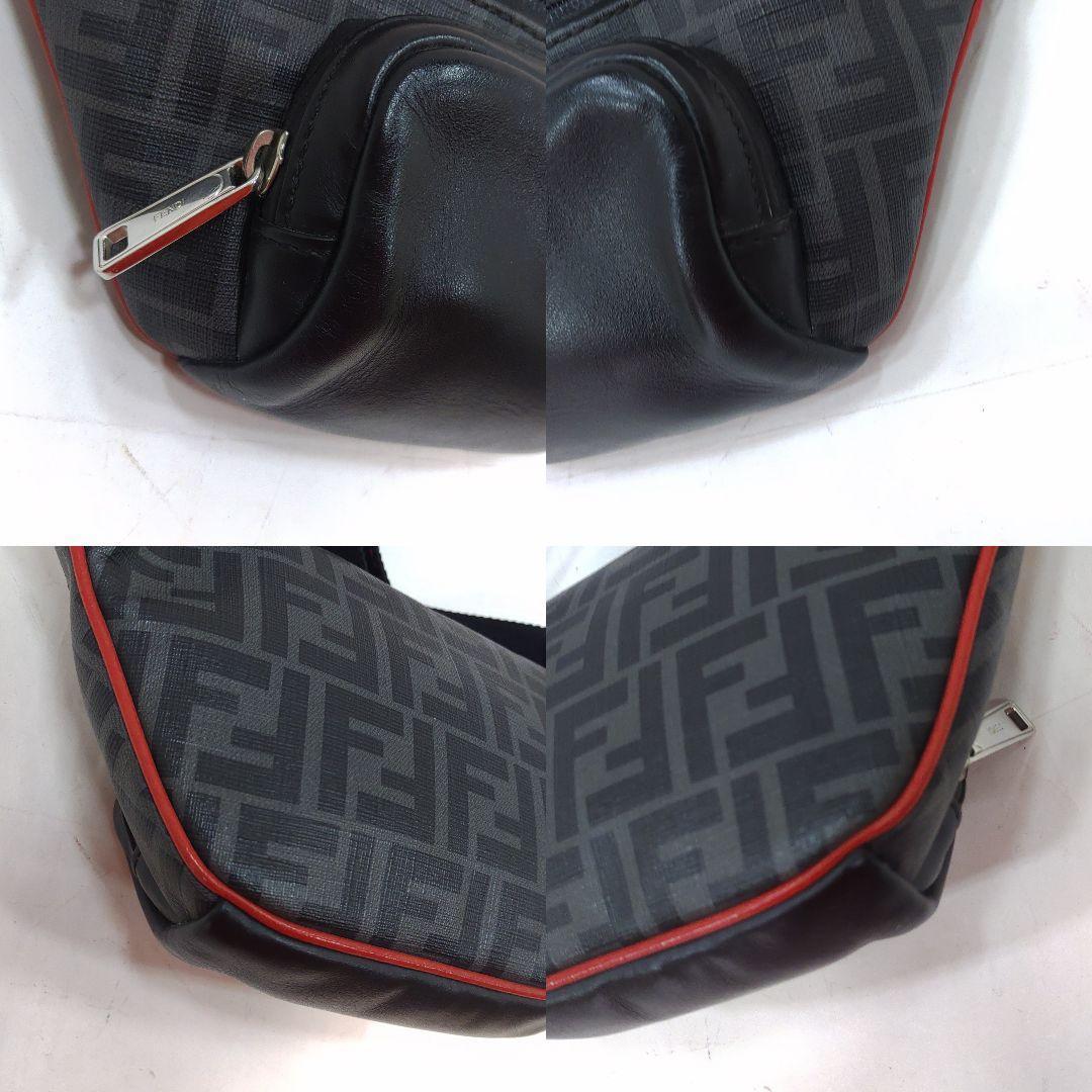 【美品】フェンディ ウエストポーチ ボディバッグ レザー×PVC FF柄 黒