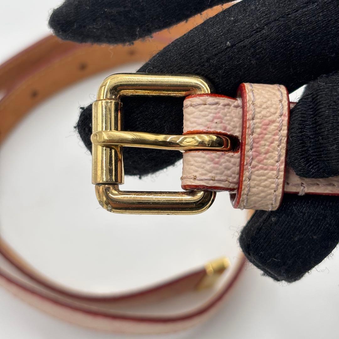 ルイヴィトン モノグラム サンチュール　レザーベルト M9273 ピンク系