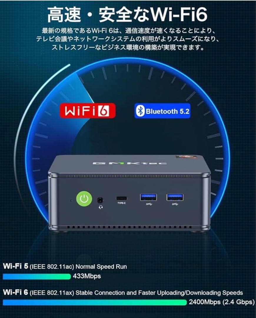 ミニPC GMKtec mini PC Ryzen 7 5825U 16GB 512GB