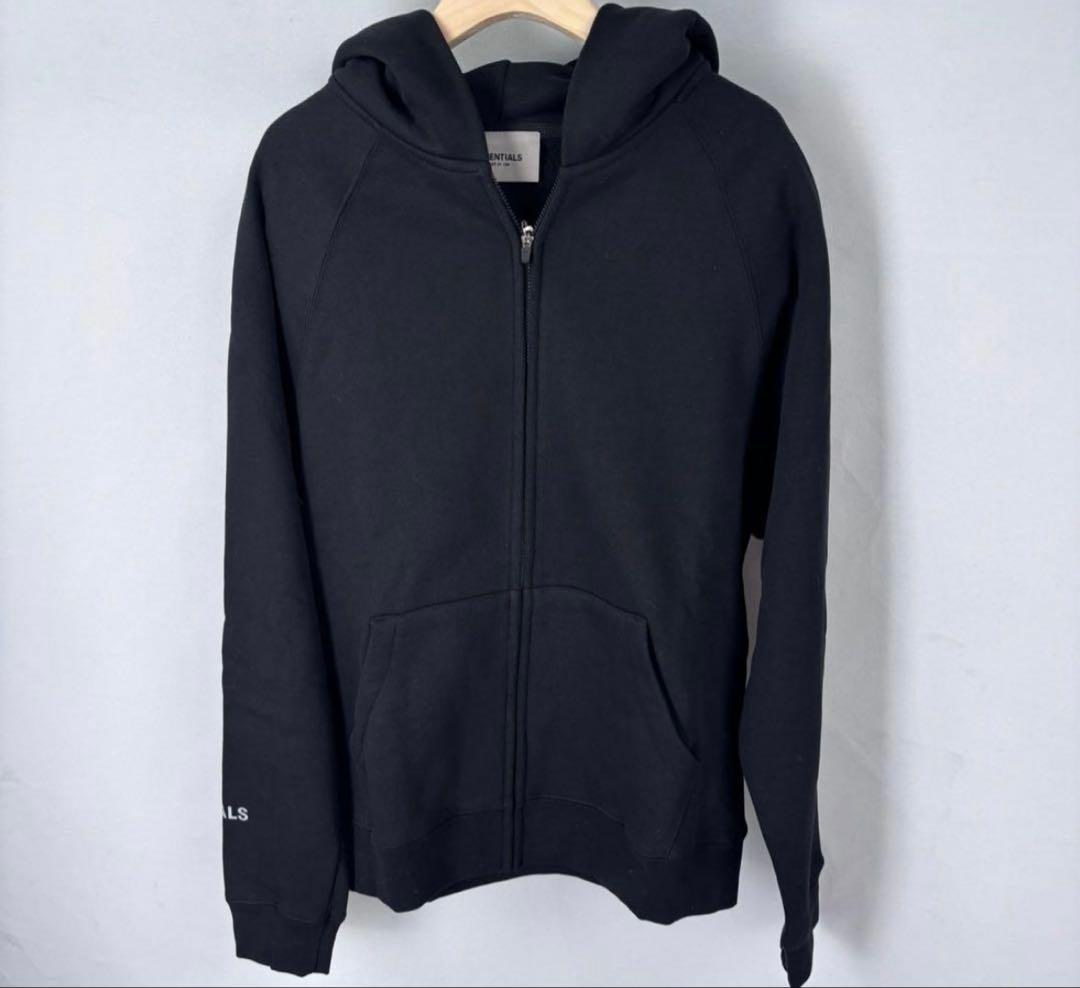 ESSENTIALS ブラック ジップアップパーカー M