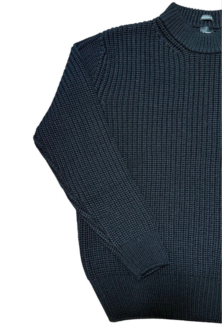 【美品】HUGO BOSS リブニット イタリア製糸 ダークネイビー Lサイズ