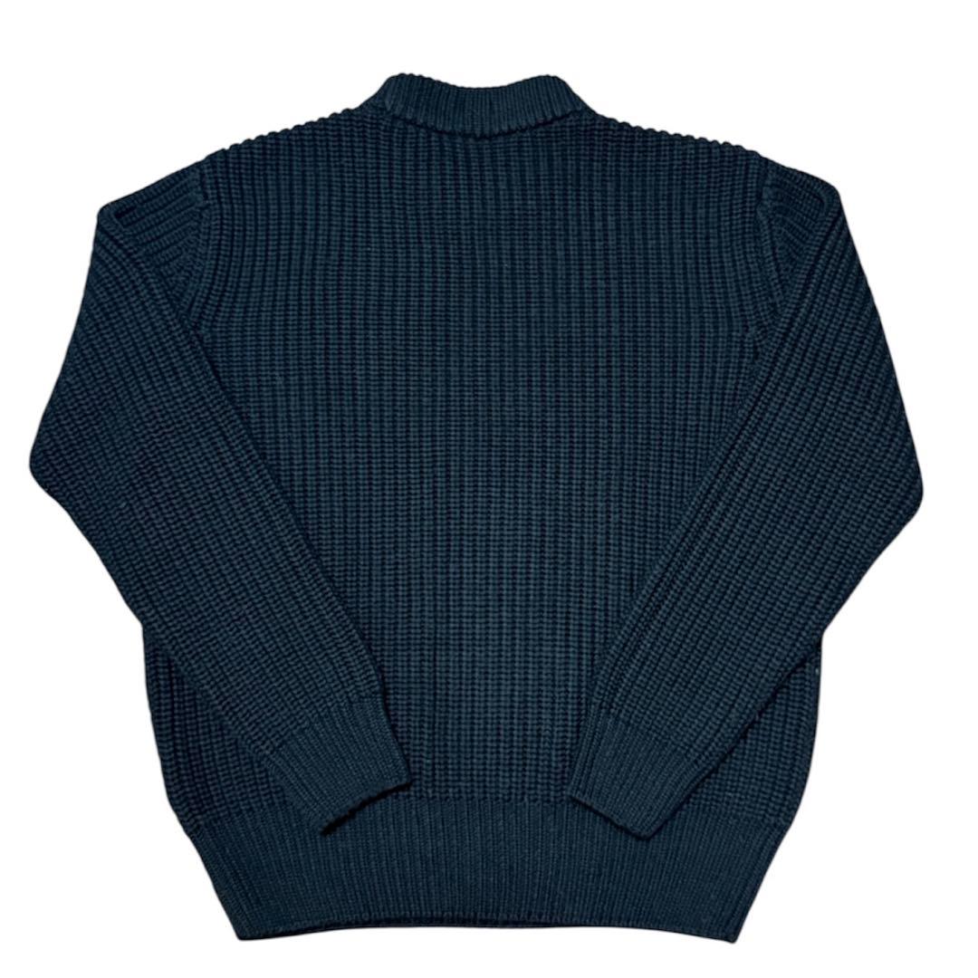 【美品】HUGO BOSS リブニット イタリア製糸 ダークネイビー Lサイズ