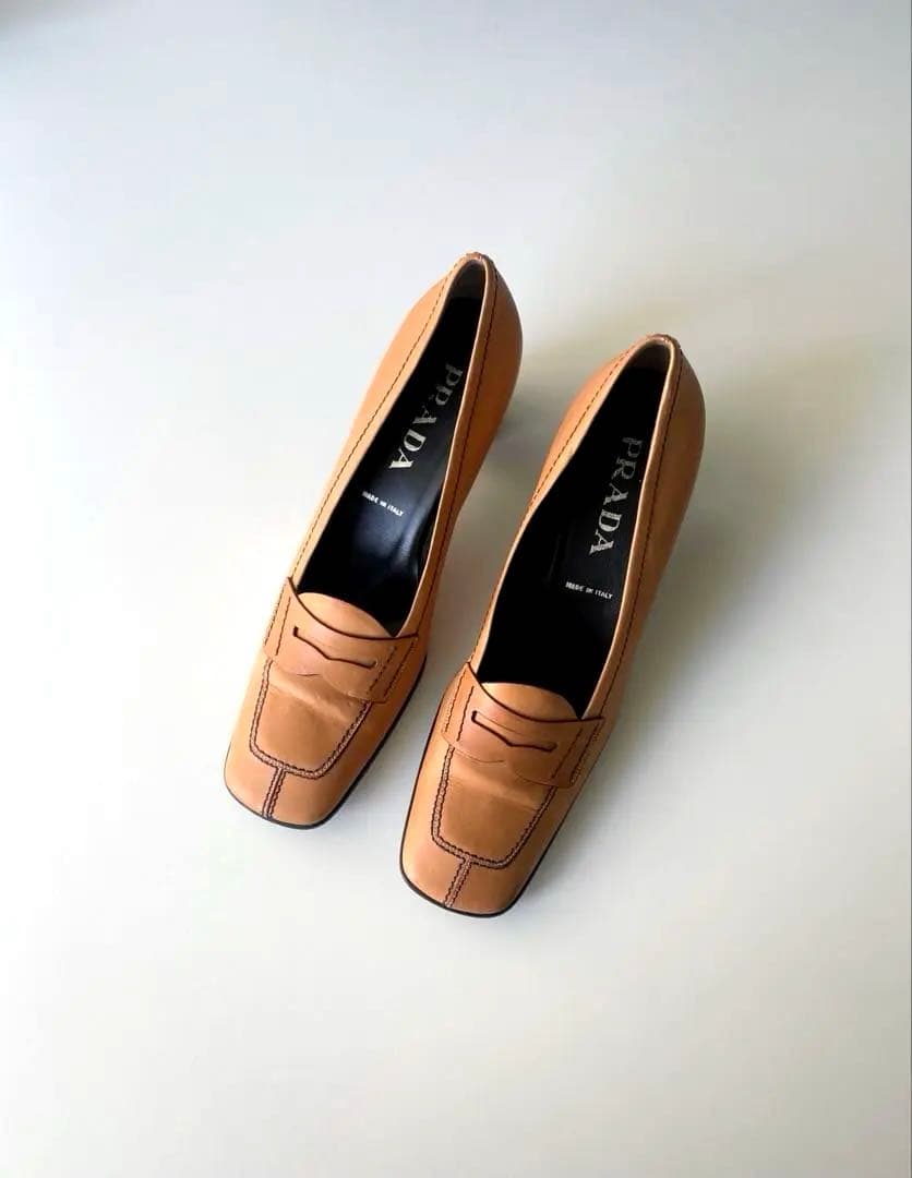 専用 Prada Square Toe Leather Shoes 38 1/2