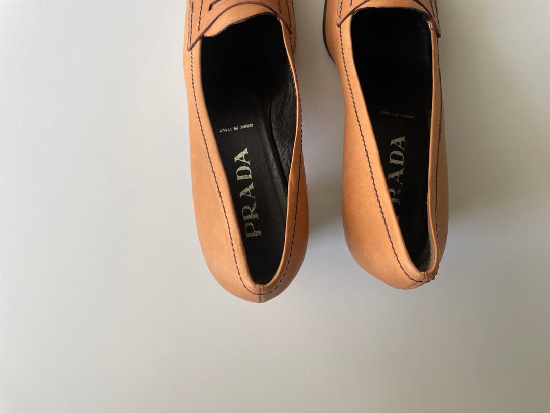 専用 Prada Square Toe Leather Shoes 38 1/2