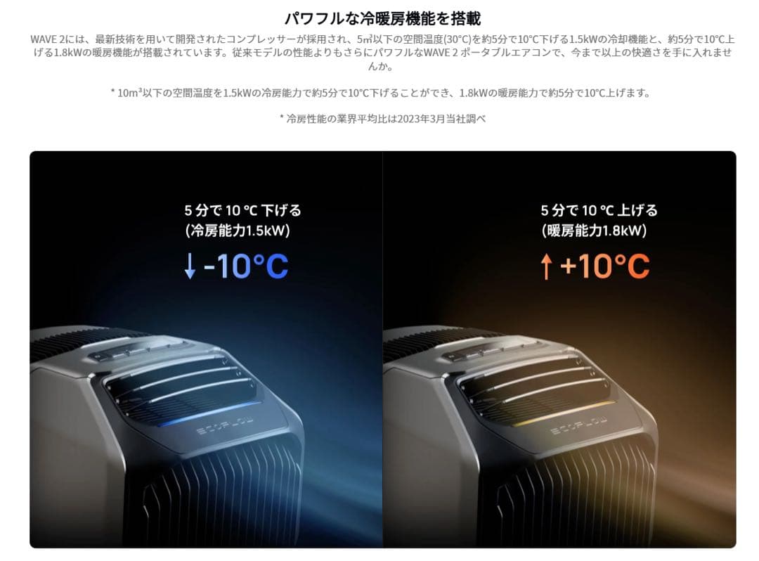 ecoflow wave2 ポータブルエアコン　冷房＆暖房両用　防災対応停電準備
