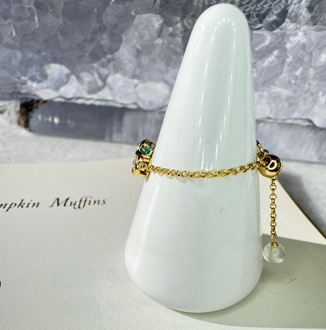 天然トルマリン粉末混 人工パライバ × モアサナイト チェーンリング14KGF