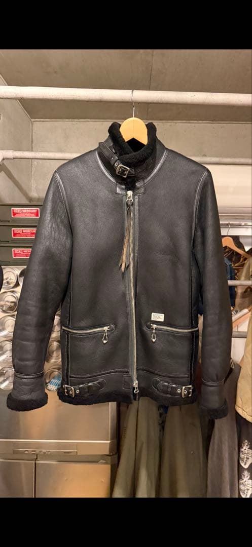 d*7様 WTAPS B-3 ラムレザー　黒Lサイズ 首元.裏地スカルプリント